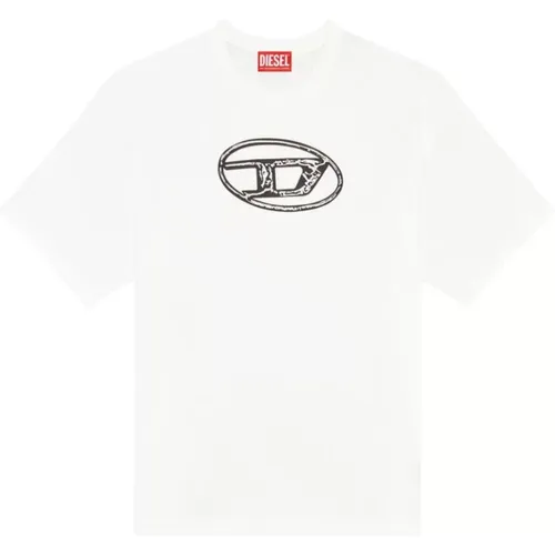 Logo Print Round Neck T-shirt , male, Sizes: XL, L - Diesel - Modalova