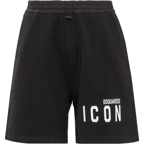 Casual Shorts, male, , Size: L Logo Cotton Shorts Ss22 - Dsquared2 - Modalova