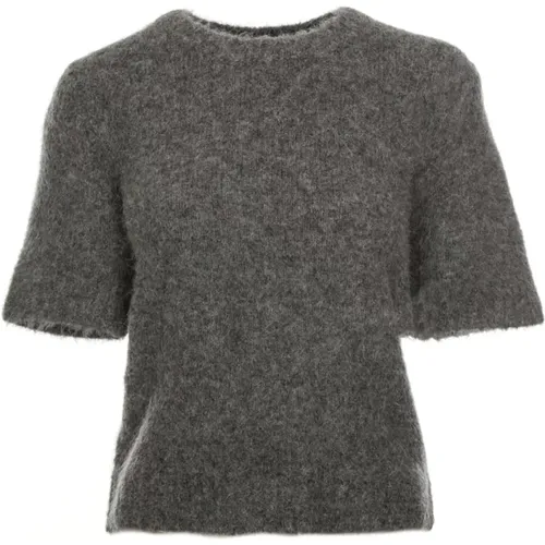 Gebürsteter Kurzarm-Strickpullover , Damen, Größe: L - Samsøe Samsøe - Modalova