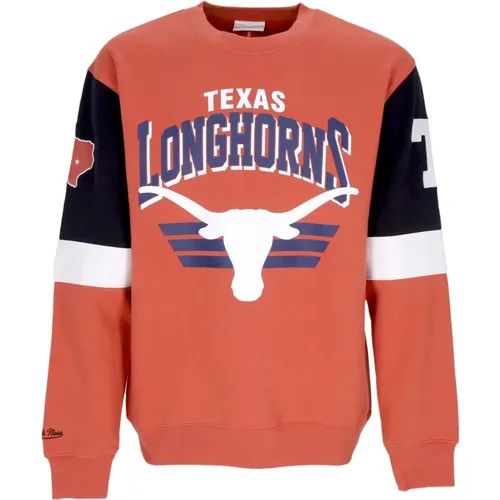 Sweatshirts, male, , Size: L Texas Longhorns Basketball Team Crewneck Sweatshirt - Mitchell & Ness - Modalova