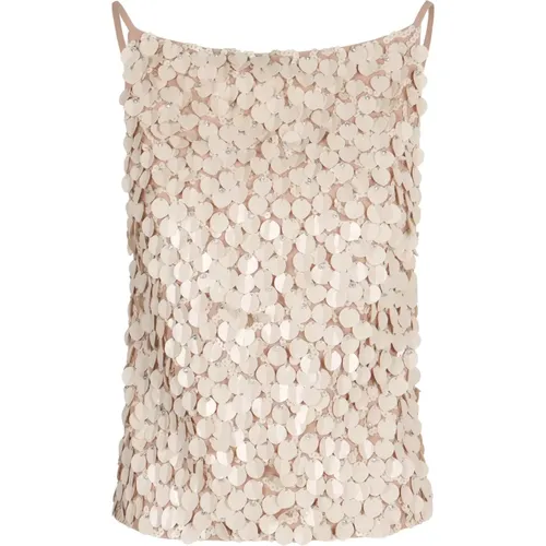 Sleeveless Tops, female, , Size: M Sparkling Sequin Top with Adjustable Laces - P.a.r.o.s.h. - Modalova