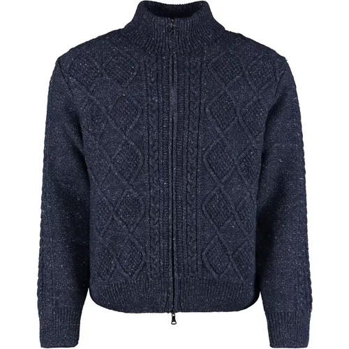 Cardigans, male, , Size: M Cozy Cable-Knit Turtleneck Sweater - PAUL & SHARK - Modalova