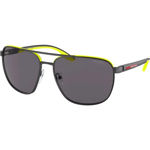 Matte /Dark Grey Sunglasses Linea Rossa , male, Sizes: 62 MM - Prada - Modalova