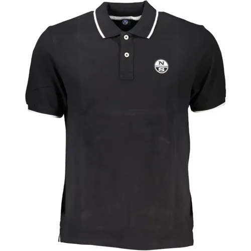 Schwarzes Baumwoll-Poloshirt mit Kurzen Ärmeln , Herren, Größe: XL - North Sails - Modalova