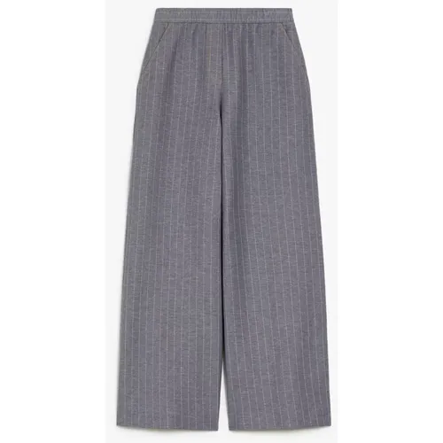 Graue Gestreifte Straight Leg Hose mit Dekorativen Nähten , Damen, Größe: 2XS - Max Mara - Modalova