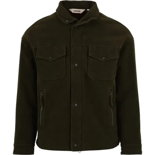 Snap Button Front Jacket with Pockets , male, Sizes: M, L, S - Aspesi - Modalova