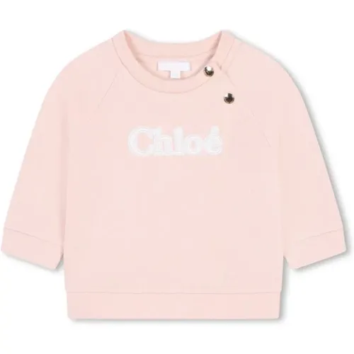 Rosa Pullover mit Besticktem Logo - Chloé - Modalova