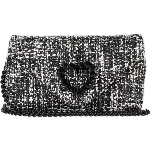 Schwarze Tweed Herz Juwel Tasche - Roberto Festa - Modalova