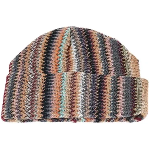 Beanies, female, , Size: ONE SIZE Geometric Pattern Colorful Hat Accessory - Missoni - Modalova