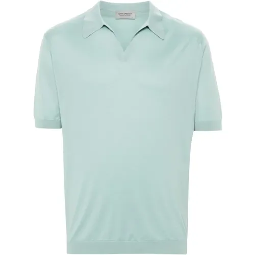 Polo Shirts, male, , Size: XL Mint T-shirt with V-neckline - John Smedley - Modalova