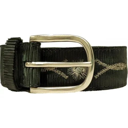 Laser-Cut Belt with Grey Embroidery , male, Sizes: 100 CM - Orciani - Modalova