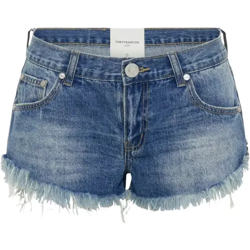 Blaue Jeansshorts Distressed Low Rise , Damen, Größe: W25 - One Teaspoon - Modalova