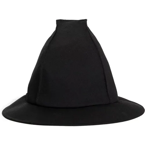 Schwarzer Wollquadrat-Kronenhut , Damen, Größe: S - Yohji Yamamoto - Modalova