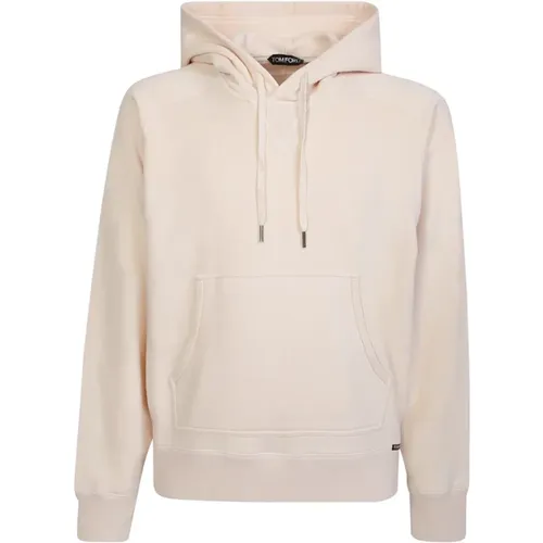 Cream Zip Hooded Sweatshirt , male, Sizes: S - Tom Ford - Modalova