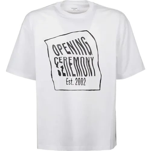 T-Shirt Warped Logo Regular , Herren, Größe: L - Opening Ceremony - Modalova
