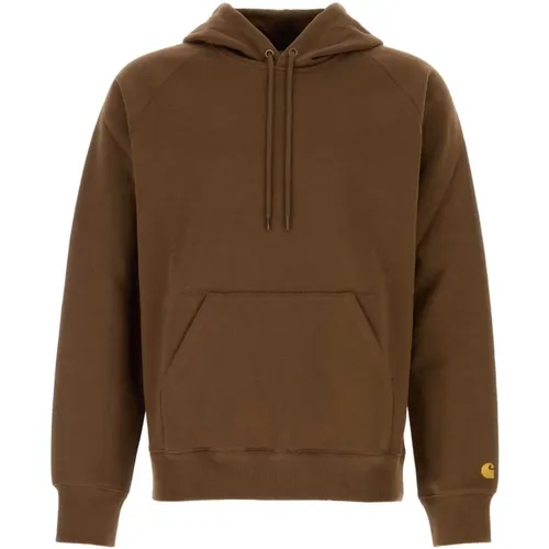 Hoodies, male, , Size: 2XL Hooded Chase Sweatshirt in Chocolate - Carhartt WIP - Modalova