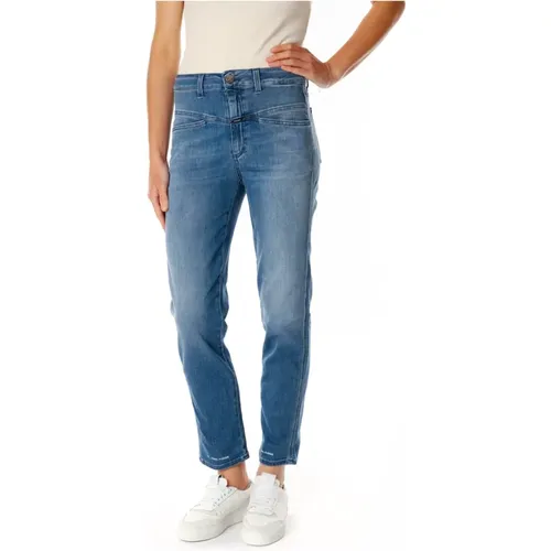 High-Waisted Tapered Fit Jeans , Damen, Größe: W24 L32 - closed - Modalova