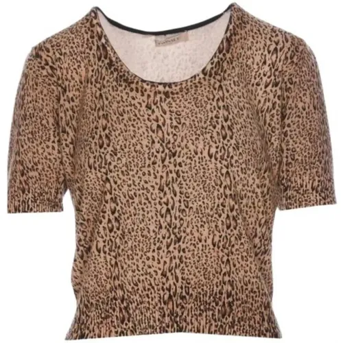 Animal Print Short Sleeve Sweatshirt , female, Sizes: XS, M - Twinset - Modalova