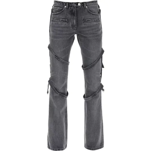 Bootcut Jeans mit Riemen , Damen, Größe: XS - Courrèges - Modalova
