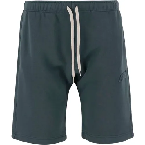 Casual Shorts, male, , Size: S Cotton Drawstring Shorts Dark Green Stitching - Autry - Modalova