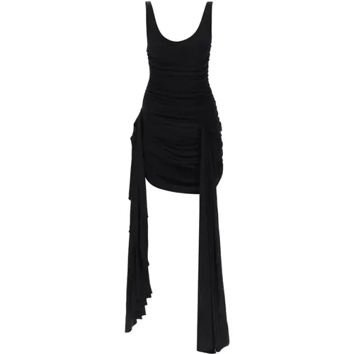 Draped Mini Dress With Side Trains , female, Sizes: S, XS - Mugler - Modalova