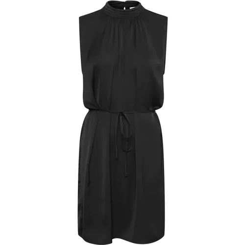 Elegantes Schwarzes Kleid mit Taillenband , Damen, Größe: L - Saint Tropez - Modalova