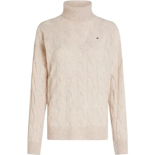 Weicher Wollkabel Rollkragenpullover , Damen, Größe: L - Tommy Hilfiger - Modalova