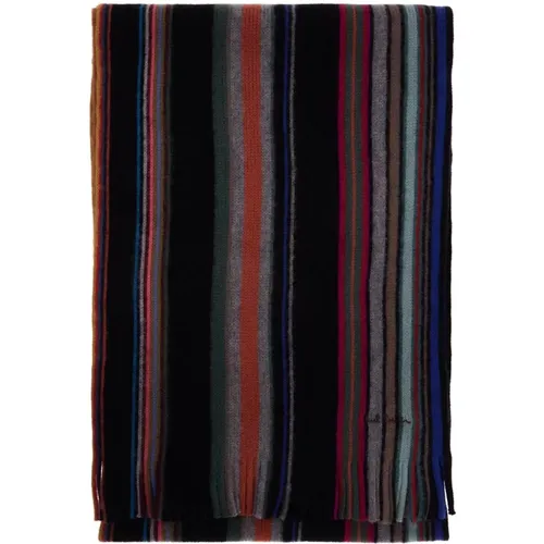 Striped Wool Scarf with Fringed Edges , male, Sizes: ONE SIZE - PS By Paul Smith - Modalova