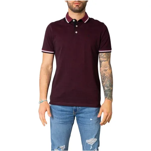 Klassisches Bordeaux Polo - 100% Baumwolle , Herren, Größe: S - jack & jones - Modalova