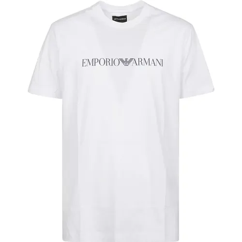 Klassisches Weißes Baumwoll-T-Shirt , Herren, Größe: L - Emporio Armani - Modalova