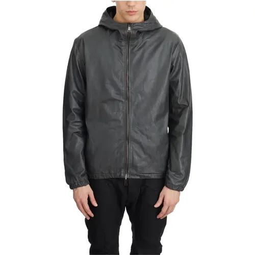 Light Jackets, female, , Size: 2XL Leather Hooded Jacket - Giorgio Brato - Modalova