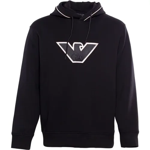 Logo-bestickter Kapuzenpullover mit Kordelzug , Herren, Größe: L - Emporio Armani - Modalova