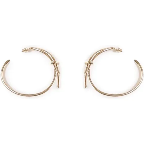 Earrings, female, , Size: ONE SIZE Golden Brass Hoop Earrings - Salvatore Ferragamo - Modalova