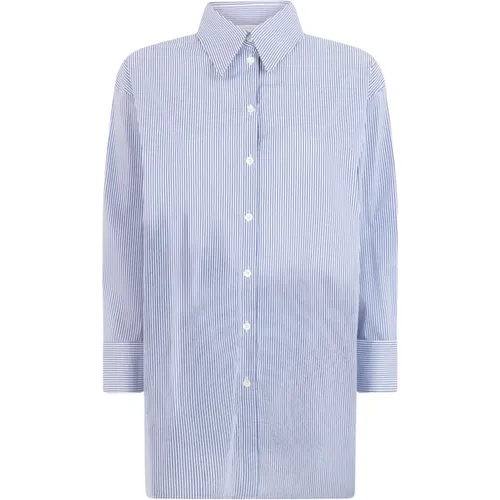 Blue Oversized Classic Collar Shirt , female, Sizes: XS - PATRIZIA PEPE - Modalova