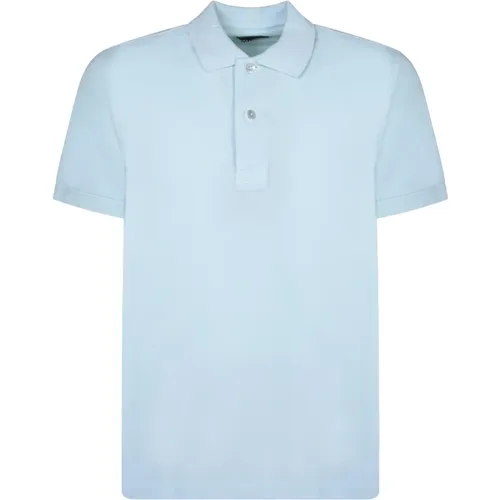 Blaues Polo-Shirt Baumwolle Bestickt Ss24 , Herren, Größe: L - Tom Ford - Modalova