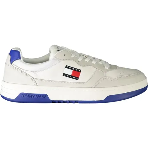 Sportliche Weiße Sneaker Blaue Details Logo , Herren, Größe: 45 EU - Tommy Hilfiger - Modalova