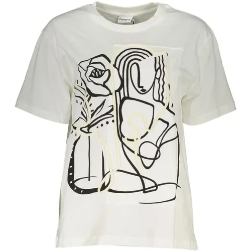 Besticktes Logo Baumwoll-T-Shirt Damen - Desigual - Modalova
