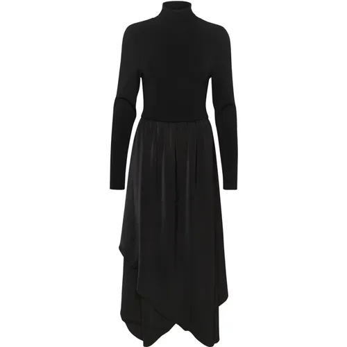 Asymmetrisches Schwarzes Langes Kleid , Damen, Größe: 2XS - Gestuz - Modalova