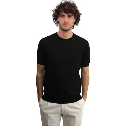 Schwarzes Rundhals-T-Shirt , Herren, Größe: XL - Kangra - Modalova