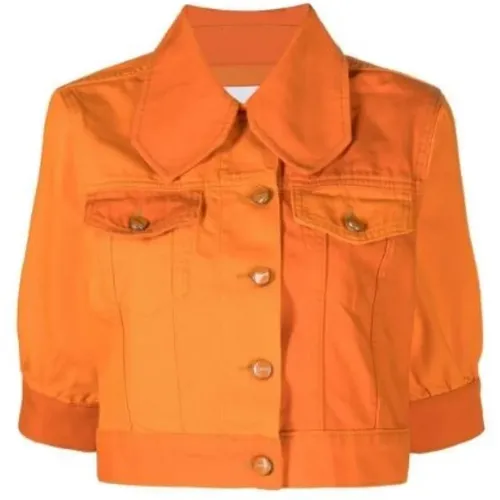 Orangeade Denim Puff Sleeve Jacket , female, Sizes: S - Ganni - Modalova