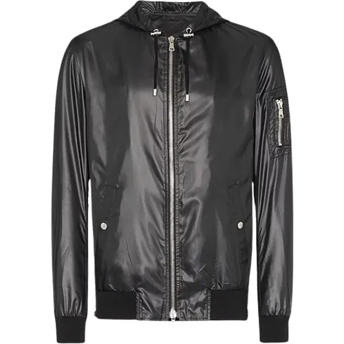 Bomber Jackets, male, , Size: S Zippered Faux Leather Jacket - Balmain - Modalova