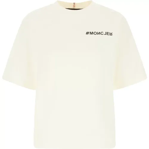 Stylisches T-Shirt für Männer und Frauen,Weißes T-Shirt mit Gummi-Logo - Moncler - Modalova