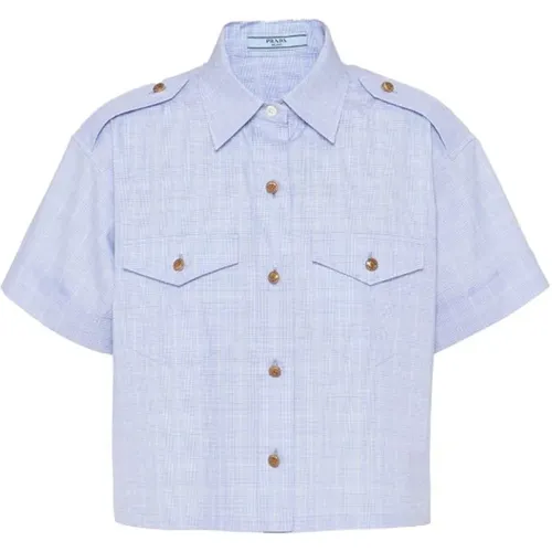Cropped Shirt with Front Pockets , female, Sizes: 2XS, 3XS, S - Prada - Modalova