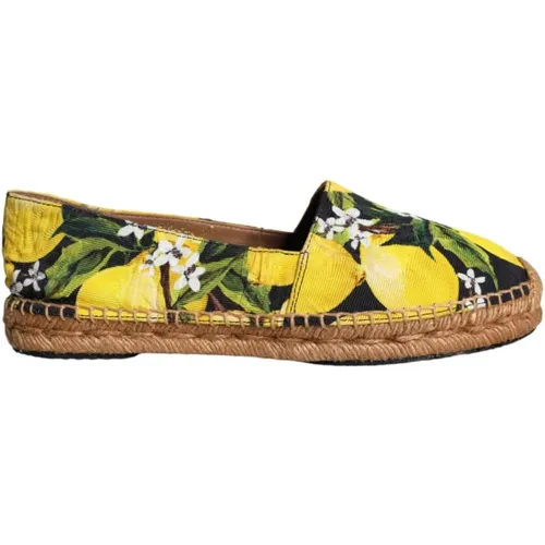 Espadrilles, female, , Size: 5 US Lemon Slip On Espadrilles - Dolce & Gabbana - Modalova