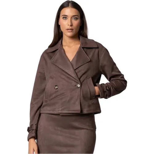 Blazers, female, , Size: M Waist Length Relaxed Blazer Jacket - Kocca - Modalova