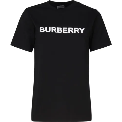 Schwarze T-Shirts und Polos mit 98% Baumwolle , Damen, Größe: L - Burberry - Modalova