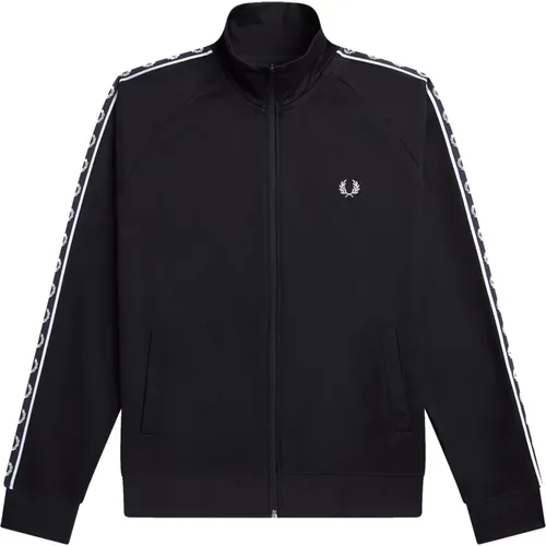 Zip-throughs, male, , Size: 2XL Contrast Tape Track Jacket - Fred Perry - Modalova