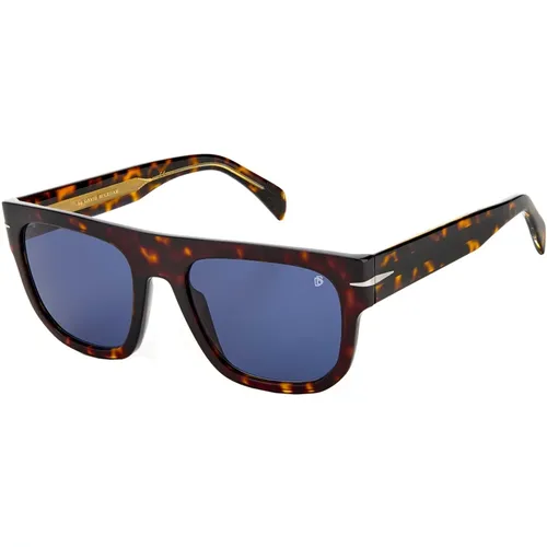 DB 7044/S Sonnenbrillen in Dark Havana/Blue , Herren, Größe: 54 MM - Eyewear by David Beckham - Modalova