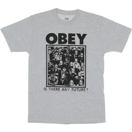 T-Shirts, male, , Size: XL Classic Heather Grey Crew Neck T-Shirt - Obey - Modalova