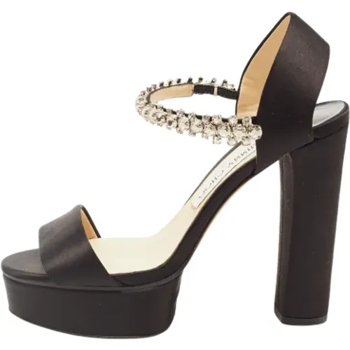 Pre-owned Satin sandals , female, Sizes: 4 1/2 UK - Jimmy Choo Pre-owned - Modalova